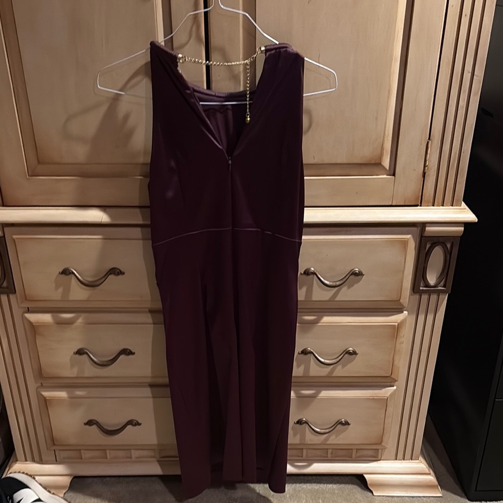 Purple Sheath V-Neck Cocktail Dress